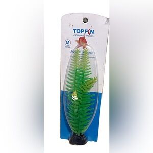 🆕 TOPFIN Green Aquarium Plastic Fern Plant - Medium